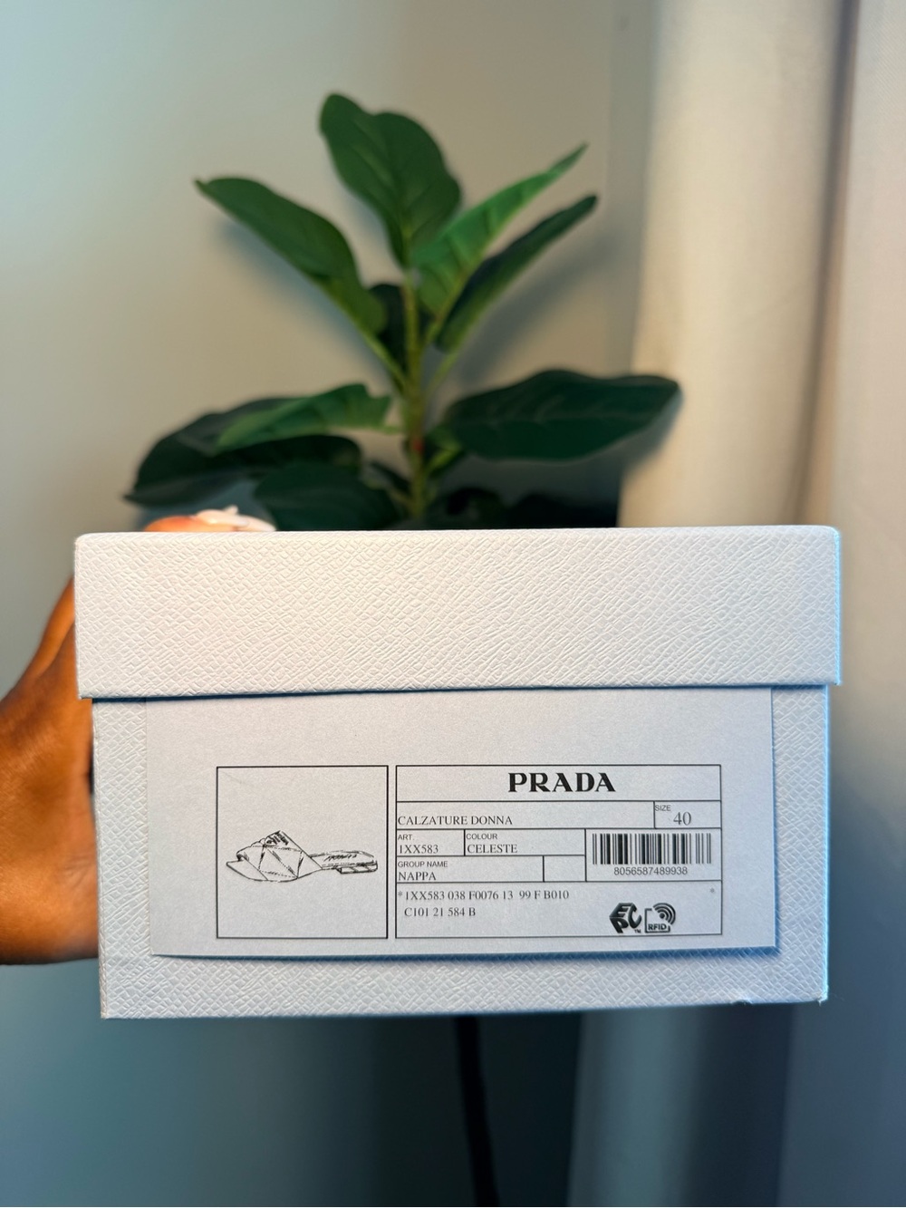Prada Light Blue Quilted Slide Mule - Picture 5 of 5